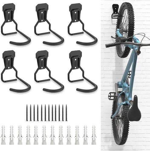 Housolution Soporte de Pared para Bicicleta con Gancho Fijo, [Paquete de 6] Estante de Almacenamiento para Bicicletas de Servicio Pesado, Soporte