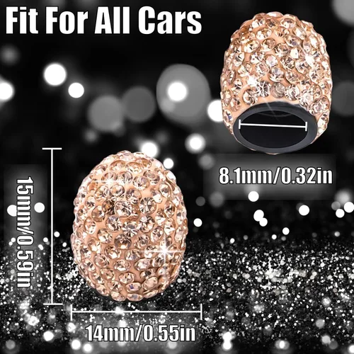Miniatura 2 de 4 piezas de tapas de válvula de vástago de neumático con cristal brillante y diamante, tapas de válvula de neumático de rueda de coche a prueba