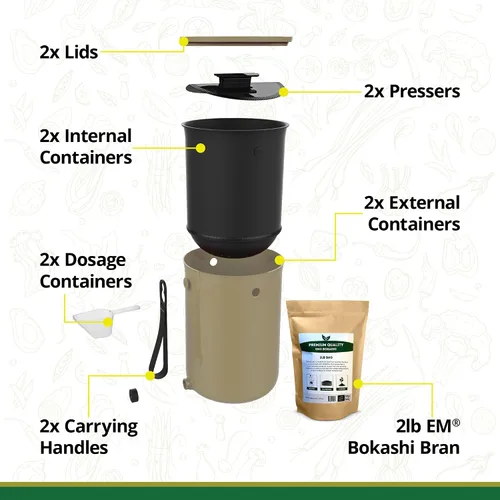 Miniatura 5 de TeraGanix Bokashi - Contenedor de compostaje + 2 libras de salvado Bokashi, compostador de encimera de cocina, compostaje interior para todas