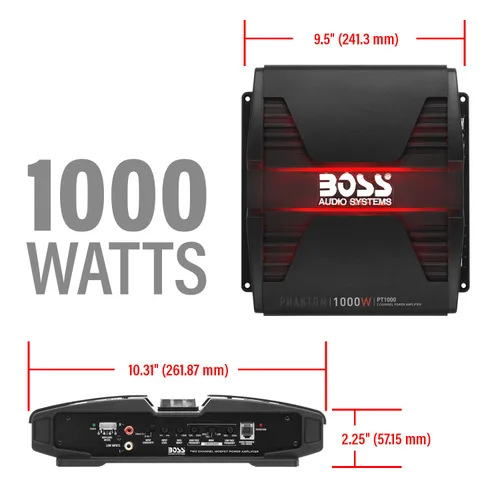 Miniatura 4 de BOSS Audio Systems PT1000 Amplificador de coche de 2 canales - 1000 vatios, rango completo, clase A/B, 2-8 ohmios estable, fuente de alimentación
