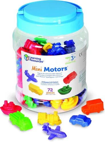 Learning Resources Mini Motors juego divertido para contar y clasificar, habilidad matemática temprana, juego de 72 piezas, para niños de 3 años en