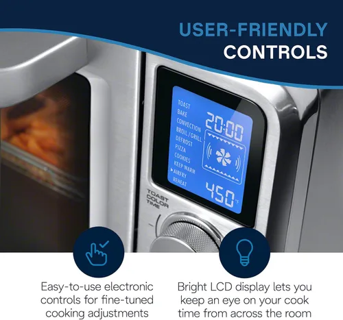 Miniatura 5 de De'Longhi - Horno tostador de convección digital de 10 en 1, 24L, horno de convección real con luz interna, parrillas, asado, horneado