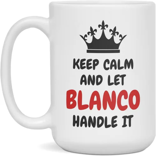 Blanco Keep Calm Custom Name Mug, 15-Ounce White