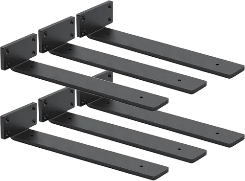 Miniatura 4 de Paquete de 4 soportes de estante flotantes de 8 pulgadas, soporte de estante oculto de 1/5 pulgadas de grosor, soportes de metal de hierro