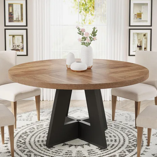 Miniatura 10 de Tribesigns Mesa de Comedor Redonda de 47 Pulgadas Mesa de Cocina de Madera para Comedor, Mesas de Dinner Room de 47" para 4-6, Muebles de Acento