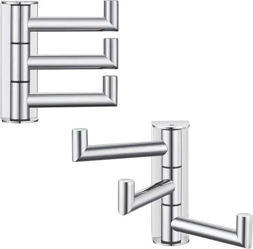 Miniatura 10 de APLusee Gancho giratorio para toalla, gancho plegable de acero inoxidable 304 con tres brazos giratorios, colgador de almacenamiento flexible