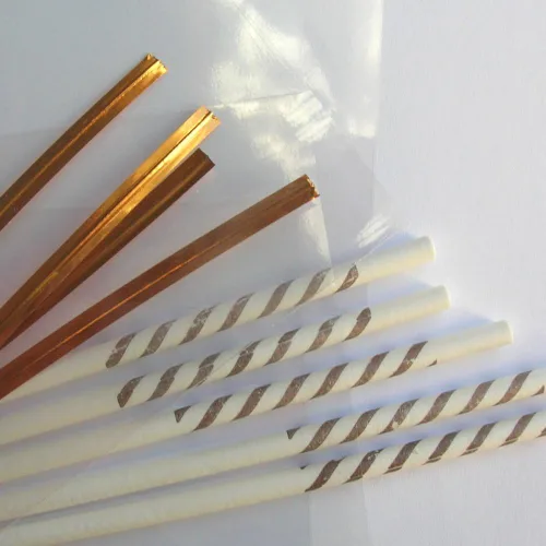 Miniatura 5 de 100 palitos de piruleta de 6 pulgadas + bolsas de 3 x 5 pulgadas + lazos plateados + 5 palitos transparentes gratis) para caramelos de piruleta Cake
