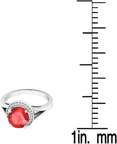 Miniatura 71 de Dazzlingrock Collection Anillo de compromiso redondo de 0.276 in con halo de diamante blanco y vástago dividido para ella en oro macizo de 14