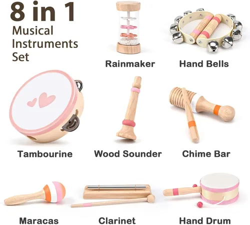 Miniatura 3 de Juguetes musicales para regalos de cumpleaños de niñas de 2 y 3 años, juguetes Montessori de madera para niños de 2 años, instrumentos musicales 8