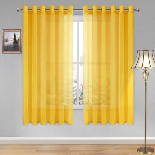 Miniatura 193 de DWCN Cortinas traslúcidas color verde frijol para sala de estar y dormitorio - Cortinas voile con aspecto de lino sintético con ojales en la parte