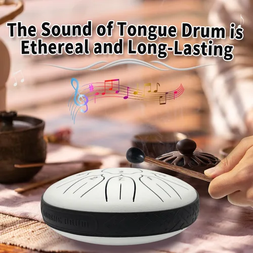 Miniatura 6 de Yahpetes Tambor de lengua de acero, instrumento de percusión musical, tambor de lluvia de metal para exterior, 6 pulgadas, 11 notas, tecla C