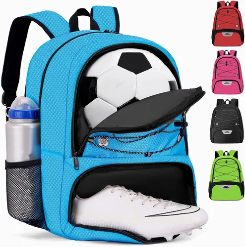Miniatura 15 de Hsmihair - Mochila de fútbol juvenil - Mochila para fútbol y baloncesto, con compartimento para pelota y tacos separados