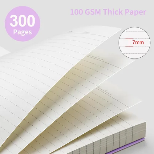 Miniatura 3 de EMSHOI Cuaderno de espiral A5 con rayas universitarias, pequeño 5.7" X 8.22", 300 páginas/150 hojas, papel grueso de 100gsm, tapa dura impermeable