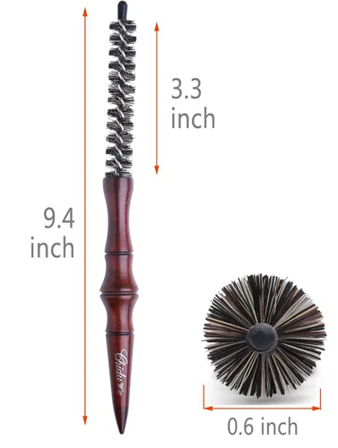 Miniatura 2 de PERFEHAIR Cepillo redondo de cerdas de jabalí para cabello corto, cepillo de barril redondo pequeño para secado con soplado, diámetro de 0.6 pulgadas