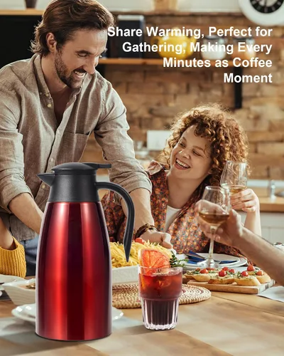 Miniatura 9 de Jarra térmica de café de 70 onzas para mantener el calor, 2 dispensadores de Airpot, olla térmica aislada al vacío de acero inoxidable para café