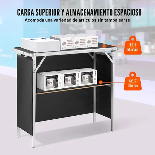 Miniatura 5 de VEVOR Mesa de Bar Portátil Plegable, Mesa de Podio para Ferias Comerciales para Interiores, Exteriores, Fiestas, Picnic, Exposición, Incluye Estuche