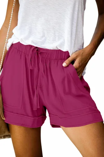 Onlyshe - Pantalones cortos con cordón ajustable para mujer, con bolsillos, casuales, pantalones cortos de verano, holgados, deportivos