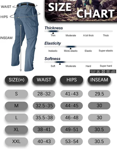 Miniatura 46 de Pantalones de senderismo para hombre, ligeros, resistentes al agua, de secado rápido, pesca, viajes, campamento, al aire libre, transpirables