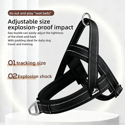 Miniatura 5 de Arnés para perro resistente sin escape, diseño de chaleco triangular acolchado marrón, arnés de entrenamiento ajustable con hebillas fáciles
