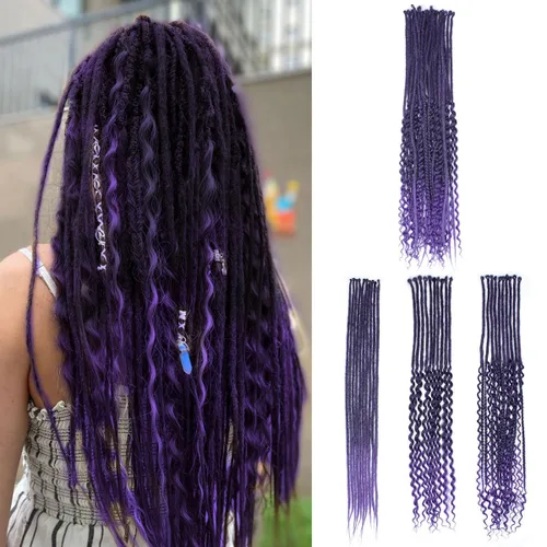 Miniatura 11 de Extensiones de rastas SE de 30 hebras de 30 pulgadas, extensiones de rastas sintéticas mixtas 3 en 1, extensiones de rastas negras rizadas y rectas
