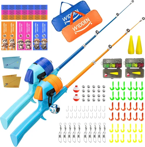 Miniatura 25 de Caña de pescar para niños, caña de pescar telescópica, caña de pescar plegable para niños y carrete con caja de aparejos, línea de pesca, flotador