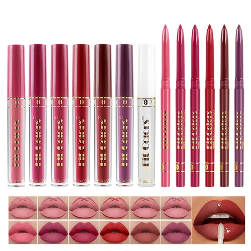 Miniatura 4 de Juego de 12 lápices labiales líquidos mate + rotuladores de labios, 6 lápices labiales mate con 6 delineadores de labios suaves a juego, 6 lápices