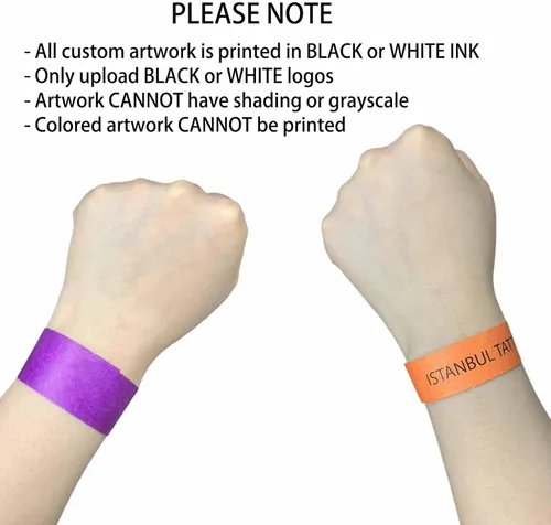 Miniatura 5 de Pulseras para eventos, pulseras personalizadas de 3/4 pulgadas, pulseras de papel personalizadas para fiestas, 100 unidades con texto, logotipo, Oro
