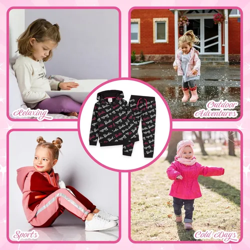 Miniatura 6 de Barbie Conjunto de ropa de descanso con capucha y pantalones deportivos para niña