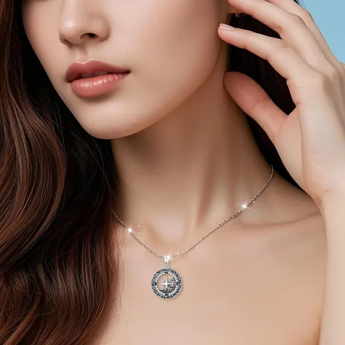 Miniatura 20 de Alphm Collar con colgante vikingo de plata esterlina S925 para hombres y mujeres, joyería de viaje para graduación, amistad, talismán, joyería