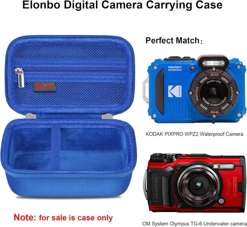 Miniatura 2 de Elonbo KODAK - Funda de transporte para cámara digital KODAK PIXPRO WPZ2, bolsa de viaje dura KODAK WPZ2, resistente al agua, a prueba de golpes
