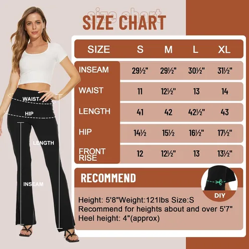 Miniatura 119 de TNNZEET Leggings acampanados negros para mujer, pantalones de yoga cruzados con bolsillos, corte de bota, leggings acampanados