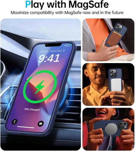 Miniatura 2 de Funda magnética para iPhone 13 Pro Max [compatible con MagSafe] [probada en caídas de grado militar de 10 pies] Funda delgada translúcida mate