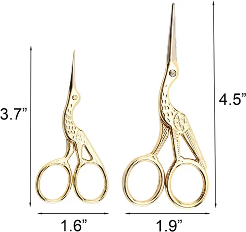Miniatura 7 de Tijeras de coser con forma de cigüeña vintage, de acero inoxidable, tijeras de costura afiladas para bordado, manualidades, trabajo de arte y uso