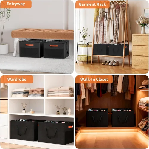 Miniatura 7 de Aokeyee Paquete de 2 organizadores de zapatos para armario, caja organizadora plegable de almacenamiento de zapatos con cubierta transparente y 4