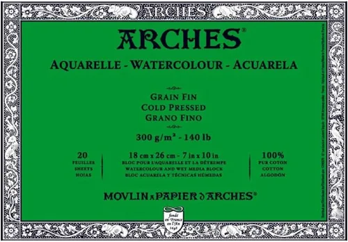 Arches Bloque de papel de acuarela, prensa en frío, 7 x 10 pulgadas, 140 libras