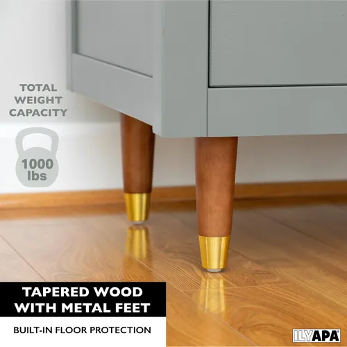 Miniatura 5 de Ilyapa Patas de madera para muebles, base plateada, juego de 4 patas de repuesto cónicas marrones de 6 pulgadas para sofás, sillas, sofás biplaza