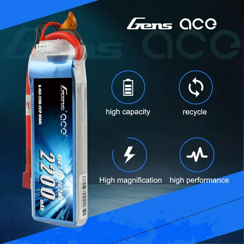 Miniatura 4 de Gens ace 7.4V 2200mAh 2S 45C LiPo Batería Deans Plug para 70MM EDF RC Avión 450 Helicóptero Rc Barco