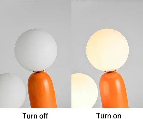 Miniatura 9 de Lámpara de mesa moderna naranja en forma de cactus con 2 luces, lámpara de seta, esfera de leche blanca de vidrio, lámparas de mesa bonitas