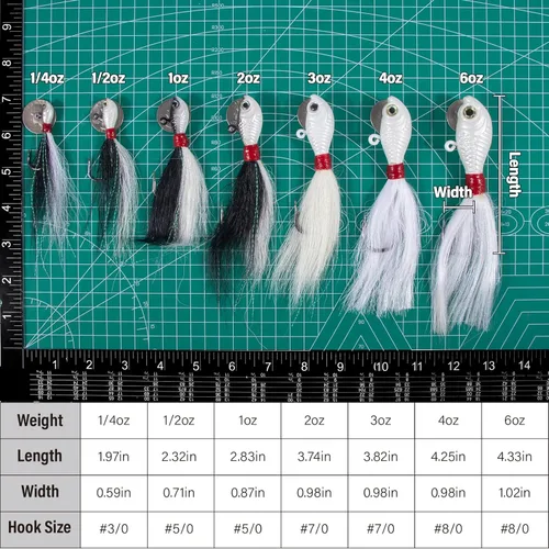 Miniatura 2 de Dr.Fish Paquete de 3 señuelos de cola de cubo para el cabello, señuelos de agua salada y dulce para pesca de surf, pesca, blanco, rojo, Chartreuse