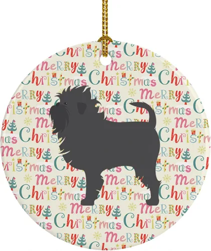Caroline's Treasures Affenpinscher - Adorno de cerámica con texto en inglés "Merry Christmas", multicolor para colgar en el árbol de Navidad,