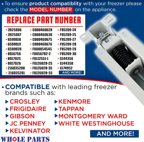 Miniatura 3 de Parte de ensamblaje de bisagra para puerta de congelador Whole Parts mejorada #297321900 - Reemplazo y compatible con Gibson, JC Penney, Kelvinator
