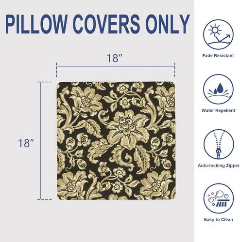Miniatura 995 de Juego de 2 almohadas para exteriores de 16 x 16 pulgadas, repelentes al agua con interiores, para muebles de patio, hogar, jardín, geometría bohemia