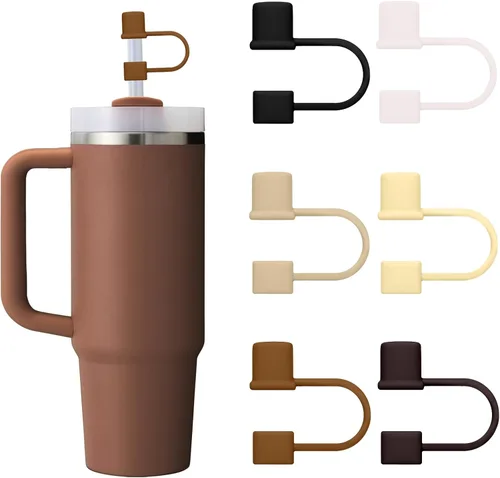 Miniatura 17 de 6 piezas de cubiertas de pajita de silicona con tapa compatible con vaso Stanley de 30-40 oz con mango, tapa de 10 mm, cubiertas de pajita a prueba