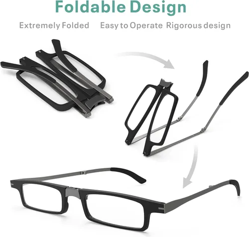 Miniatura 2 de Case Upgrad: lentes de lectura plegables ultraligeros y delgados, para hombres y mujeres, estuche compacto y portátil rectangular (tortuga, 1.5)