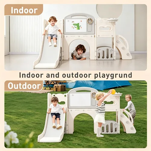 Miniatura 6 de Juego 11 en 1 para niños pequeños con telescopio, parque infantil interior para niños, parque infantil interior con tobogán, escalador, aro