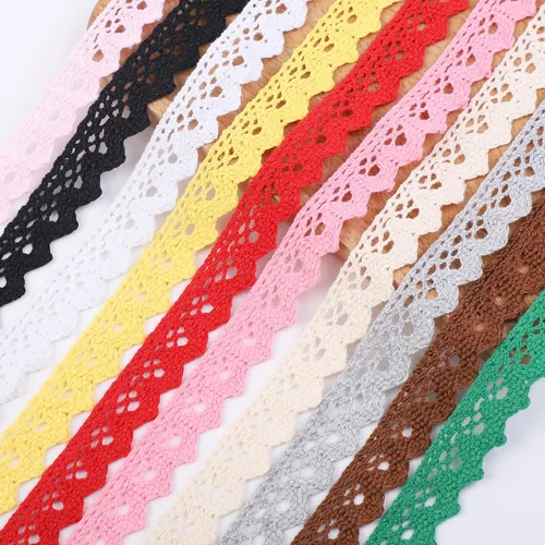 Miniatura 7 de Cinta de encaje de algodón de 30 yardas y 0.7 pulgadas de ancho, borde de encaje multicolor para coser, encaje de ganchillo para manualidades