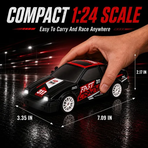 Miniatura 5 de Liberty Imports RC Drift Car 1/24 2.4GHz 4WD Control remoto Sport Racing Vehículo en carretera con luz LED, baterías y neumáticos de deriva