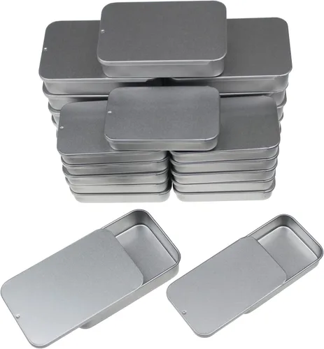 Miniatura 8 de Goodma 24-Pack contenedores de metal con tapa deslizante rectangular para dulces, joyas, manualidades, píldoras, bálsamo labial, kit