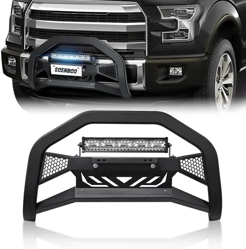 YZONA Barra antivuelco con barra de luz LED y marco de matrícula compatible con Ford F150 F-150 2004-2024 y Ford Expedition 2003-2017 y Lincoln
