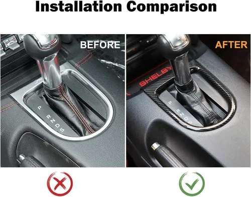 Miniatura 2 de RT-TCZ Cubierta del marco del panel de cambio de marchas, accesorios adhesivos compatibles con Ford Mustang 2015 2016 2017 2018 2019 2020 2021 2022